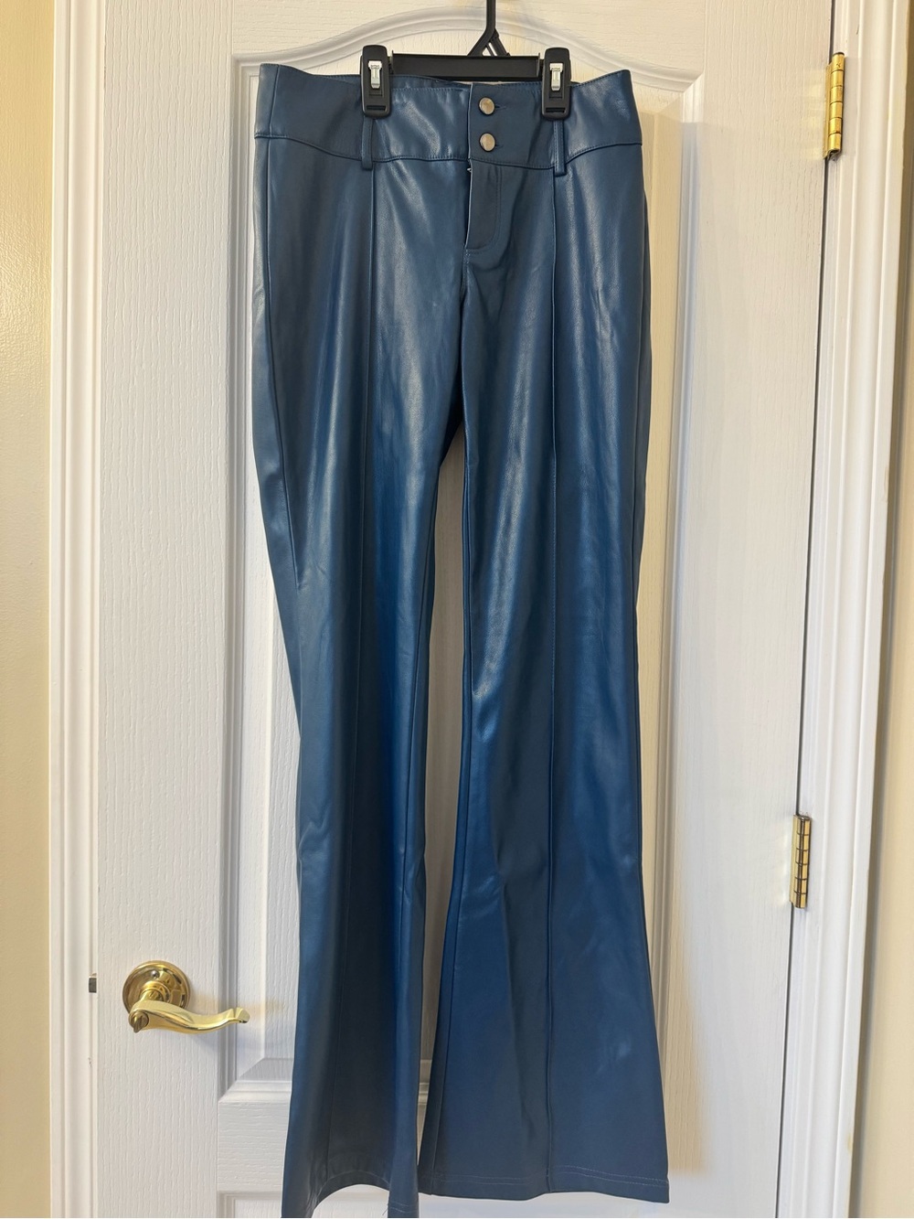Garage Blue Faux Leather Flare Leg Pants Size Small
